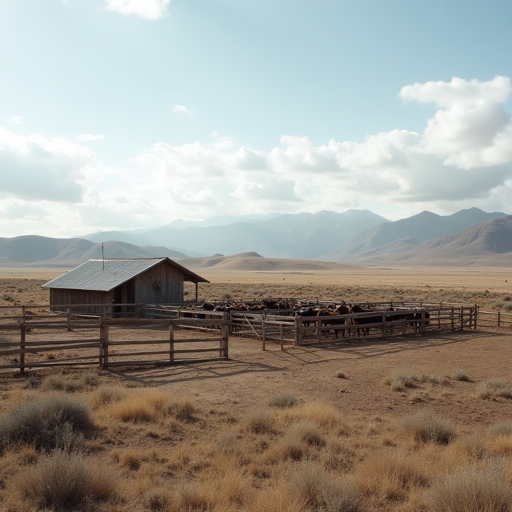 Establecimiento rural con corrales de hacienda y galpones en la provincia de Chubut